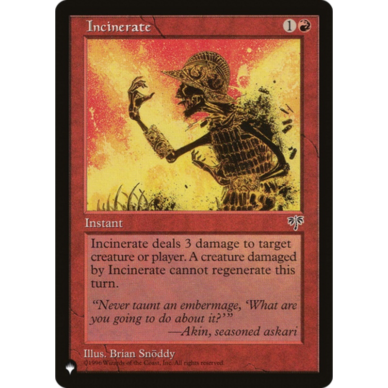Incinerate (The List Reprint) | Mirage