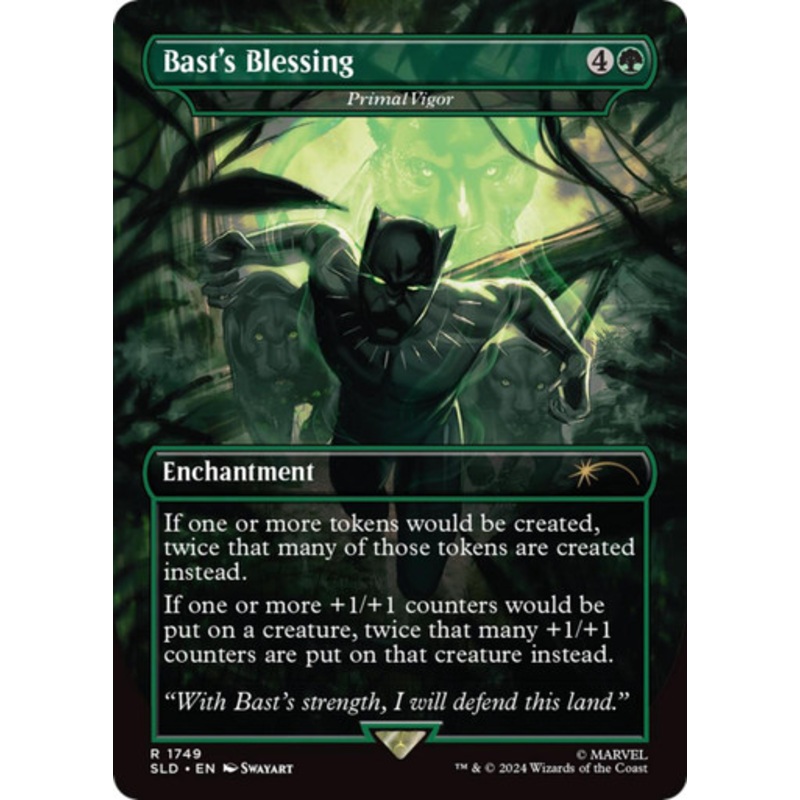 Primal Vigor [Bast's Blessing] (Borderless Foil) (Secret Lair - Marvel's Black Panther) | Secret Lair Drops