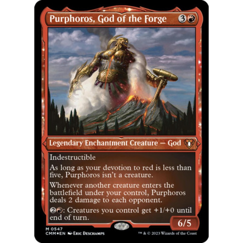Purphoros, God of the Forge (Etched foil) | Commander Masters