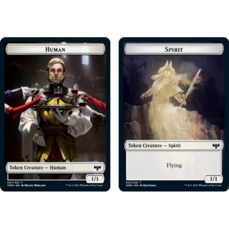 Innistrad: Crimson Vow - Human (#1) // Spirit (#2) Token (foil) | Innistrad: Crimson Vow