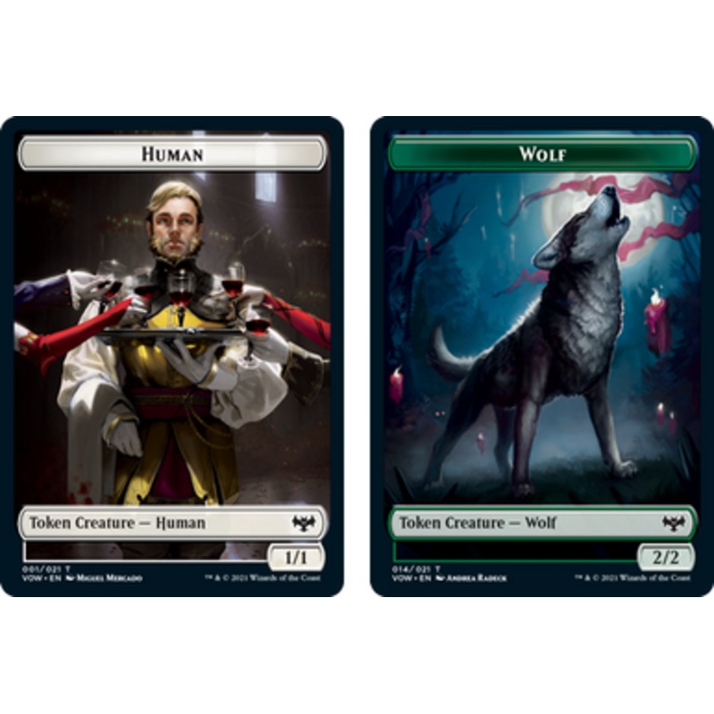 Innistrad: Crimson Vow - Human (#1) // Wolf (#14) Token (foil) | Innistrad: Crimson Vow