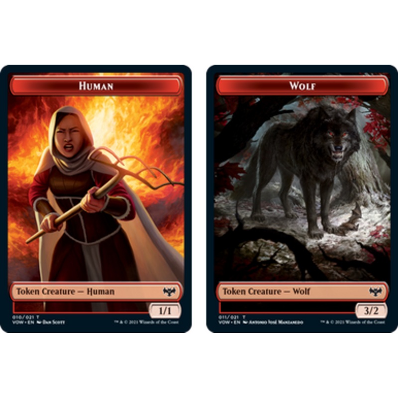 Innistrad: Crimson Vow - Human (#10) // Wolf (#11) Token (foil) | Innistrad: Crimson Vow