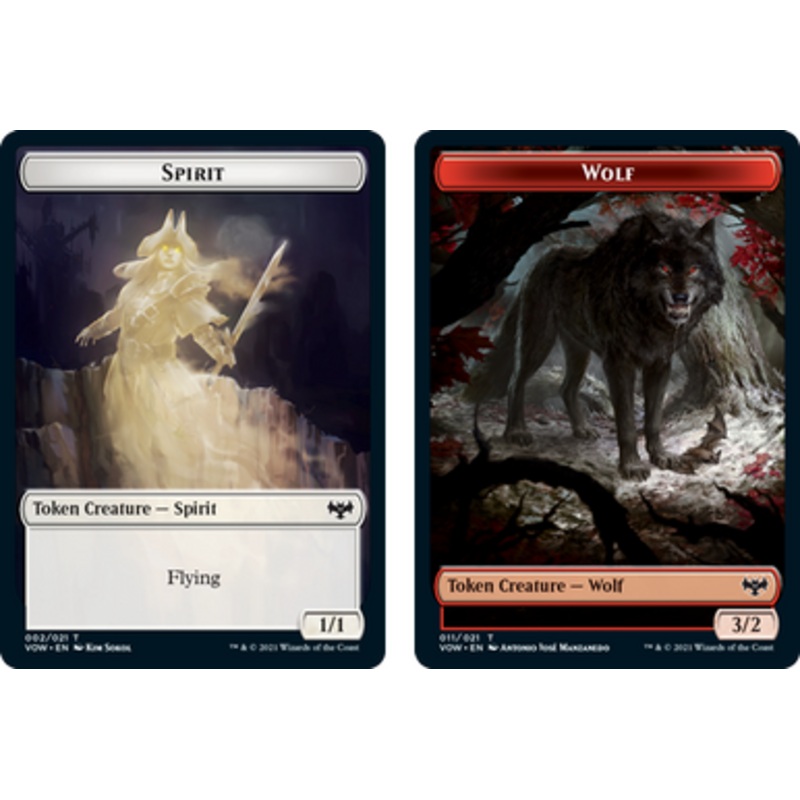 Innistrad: Crimson Vow - Spirit (#2) // Wolf (#11) Token (foil) | Innistrad: Crimson Vow