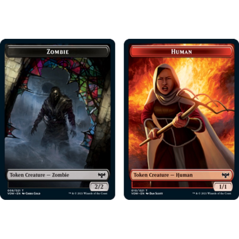 Innistrad: Crimson Vow - Zombie (#8) // Human (#10) Token (foil) | Innistrad: Crimson Vow