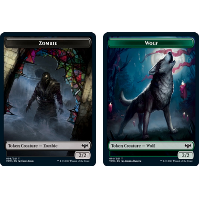Innistrad: Crimson Vow - Zombie (#8) // Wolf (#14) Token (foil) | Innistrad: Crimson Vow