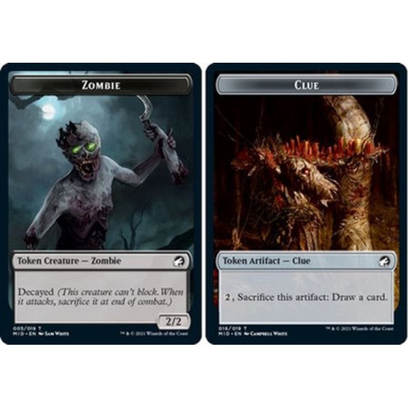 Innistrad: Midnight Hunt Commander - Zombie (Decayed) / Clue Token | Innistrad: Midnight Hunt Commander