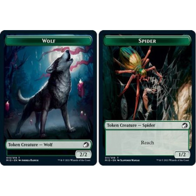 Innistrad: Midnight Hunt Commander - Spider / Wolf Token | Innistrad: Midnight Hunt Commander