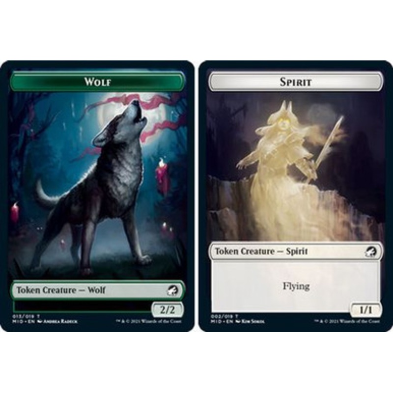 Innistrad: Midnight Hunt Commander - Spirit / Wolf Token | Innistrad: Midnight Hunt Commander