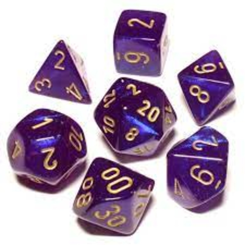 Chessex 7-Die Set: Borealis Royal Purple/Gold Luminary