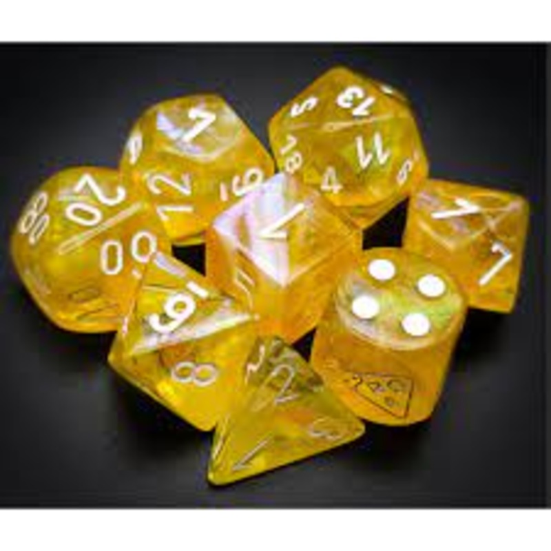 Chessex 7-Die Set: Lab Dice Borealis Canary/White Luminary