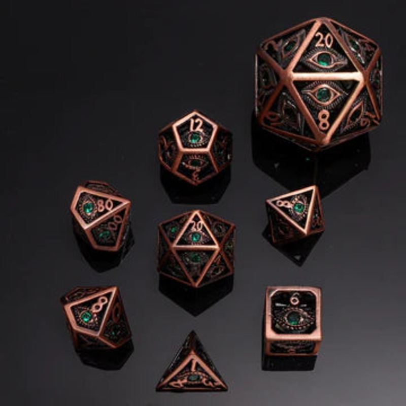 Mini-Dragon's  Eye Hollow Dice set Emerald Green Gems
