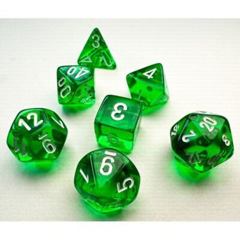 Mini RPG Dice Set: Translucent - Green/White