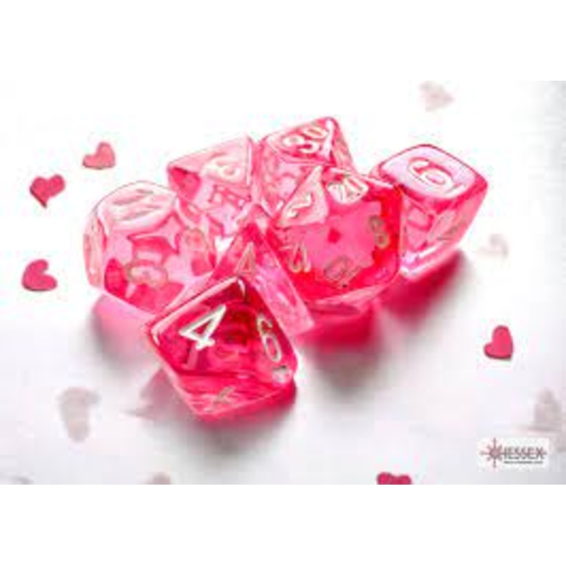 Mini RPG Dice Set: Translucent - Pink/White