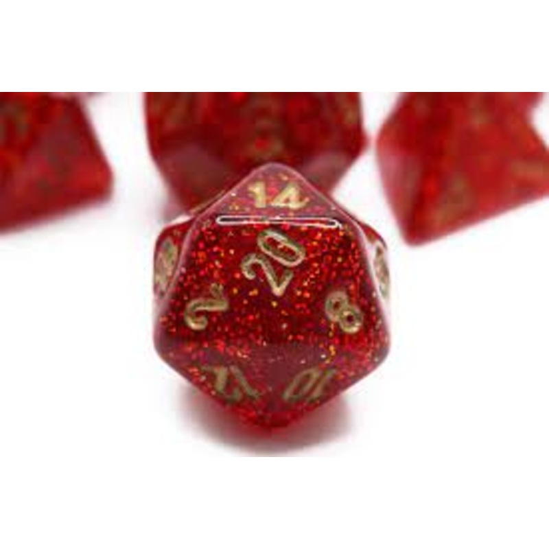 Mini RPG Dice Set: Vortex - Ruby Red/Gold