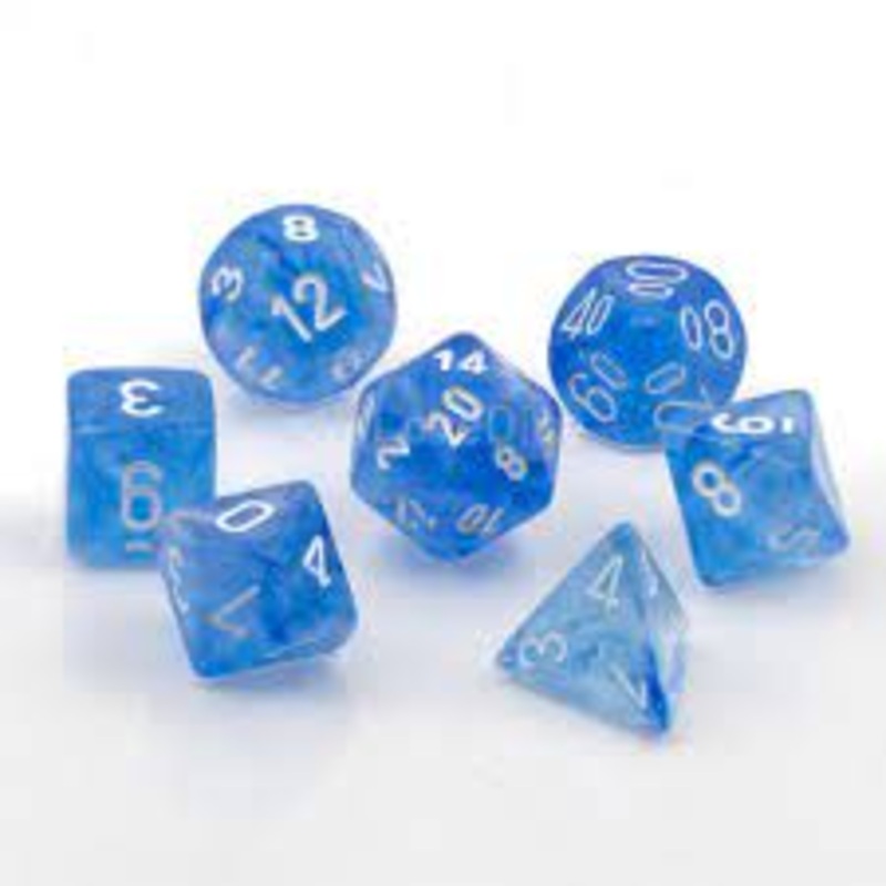 RPG Dice Set: Borealis Sky Blue/White