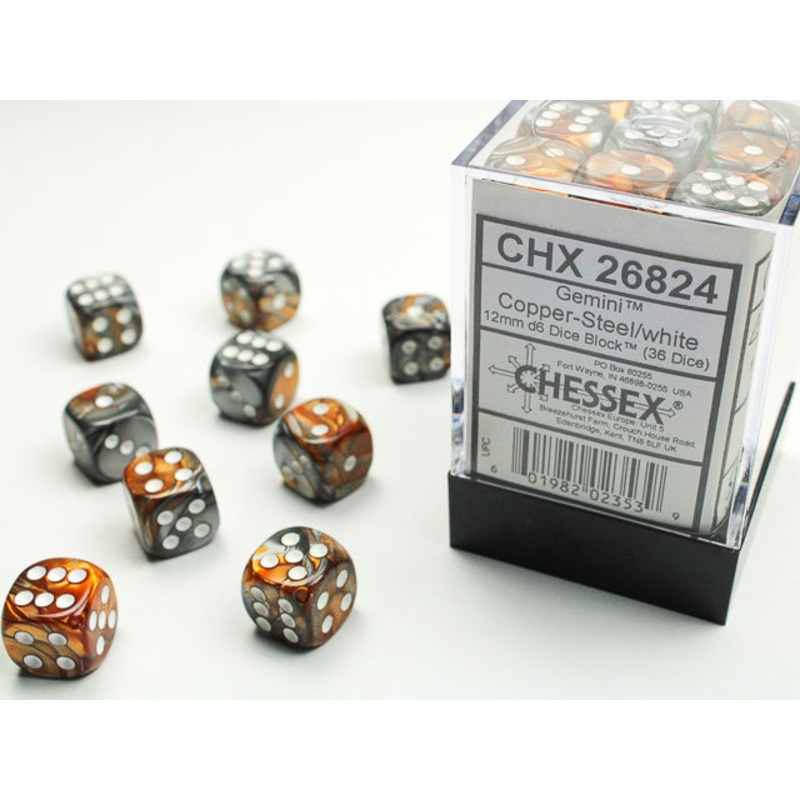 12mm D6 Brick: Gemini - Copper-Steel/White (36)
