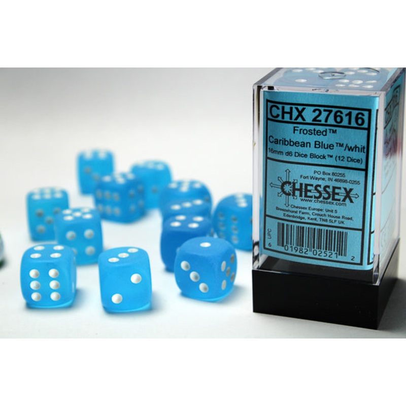 16mm D6 Brick: Frosted - Caribbean Blue/White (12)