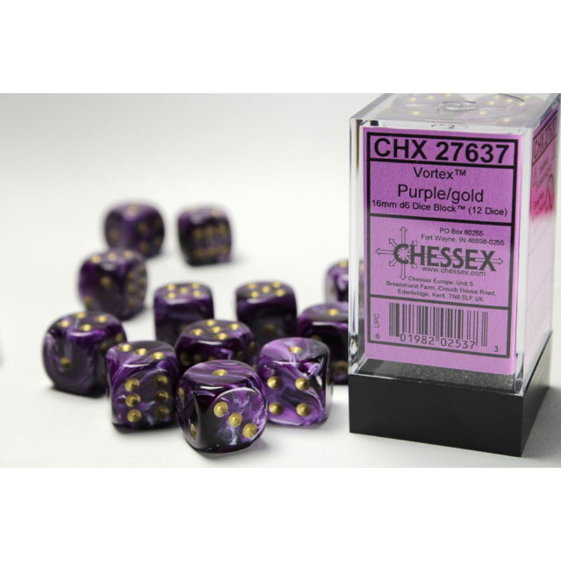 16mm D6 Brick: Vortex - Purple/Gold (12)