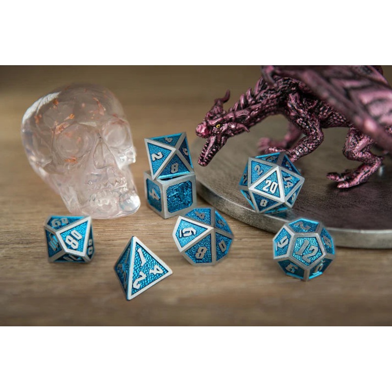 Draconis Dice Set: Iron w/ Cold Blue