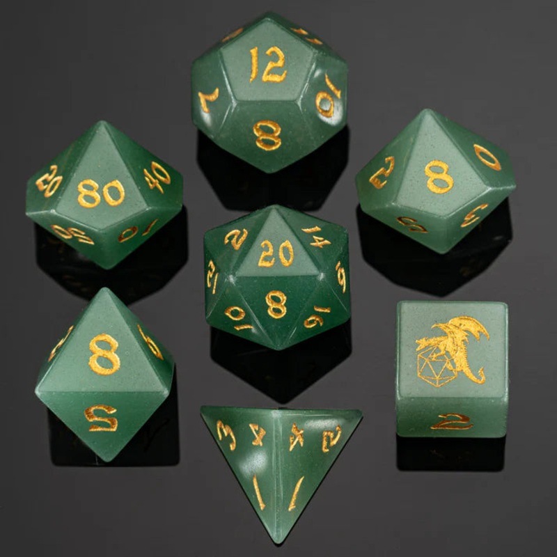 Dragon's Horde Gemstone Dice: Green Adventurine