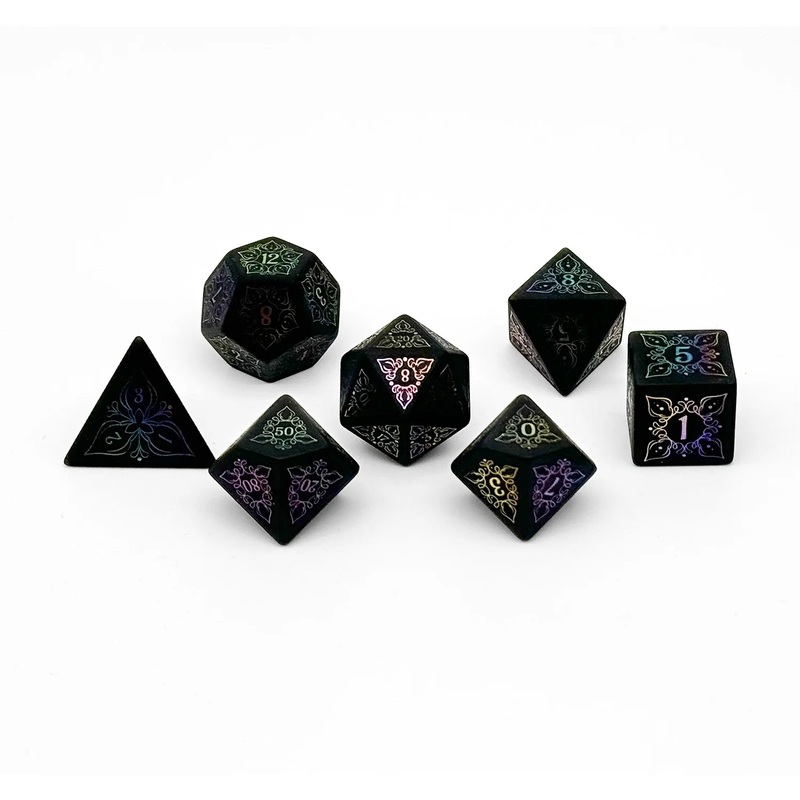 Feyweave Dice: Raised Obsidian Holographic