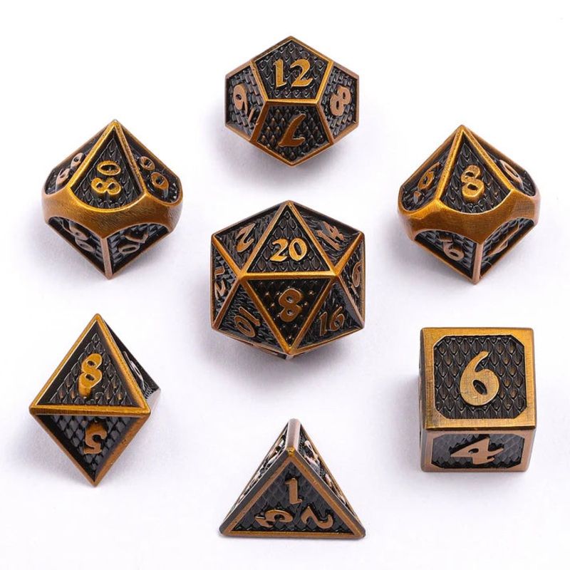 Mini Behemoth Metal Dice Set- Ancient Gold