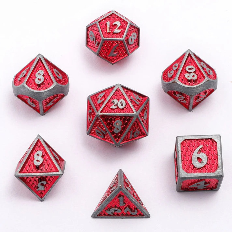 Mini Behemoth Metal Dice Set- Brushed Ruby