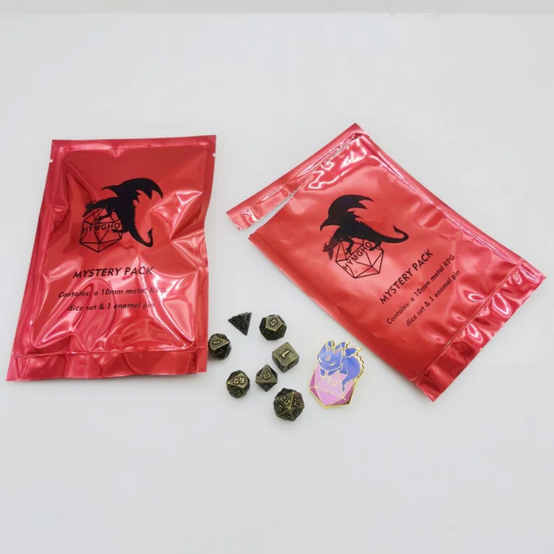 Mystery Metal Dice Set - Mini Metal Dice Set and Enamel Pin