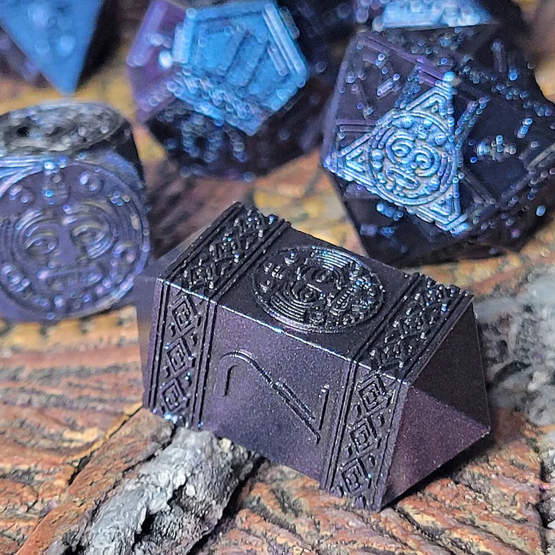 Nahuatl's Chance Blue Metal RPG Dice Set