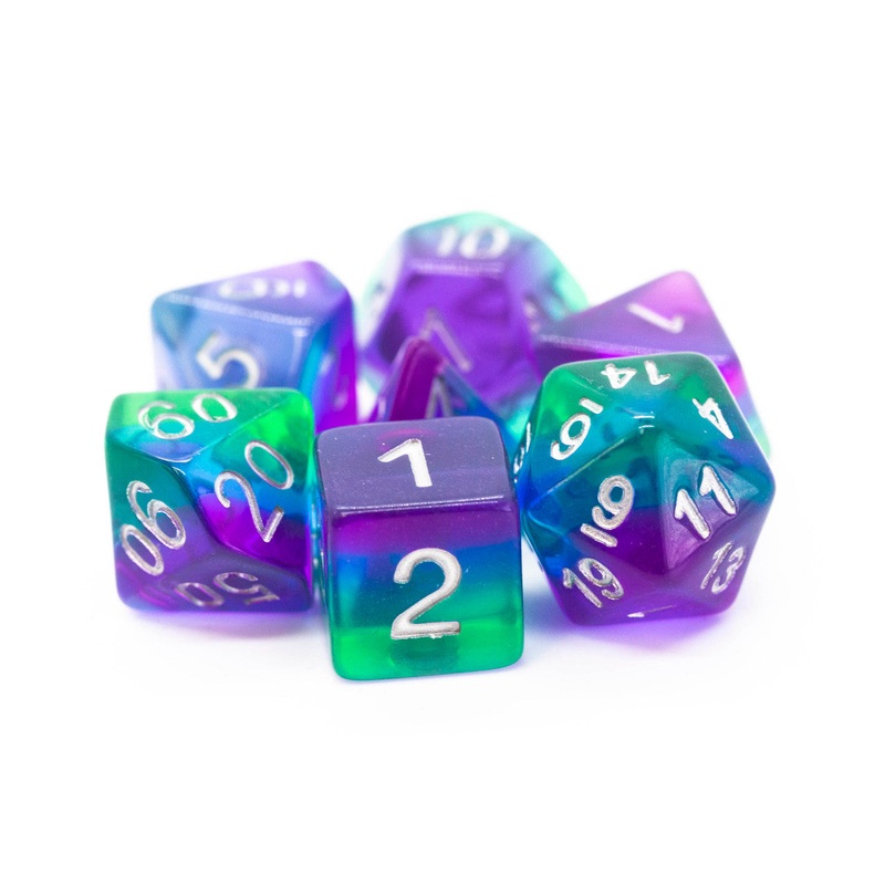 Old School: Gradients - Translucent Blue Aurora Dice Set