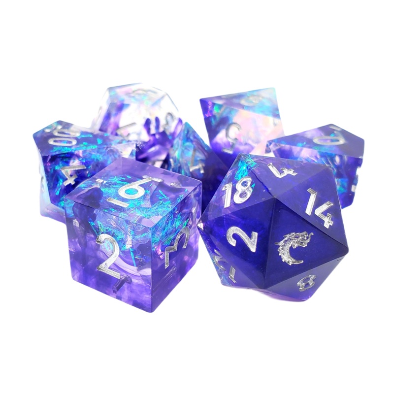 Old School: Sharp Edged - Sapphire Burst Dice Set