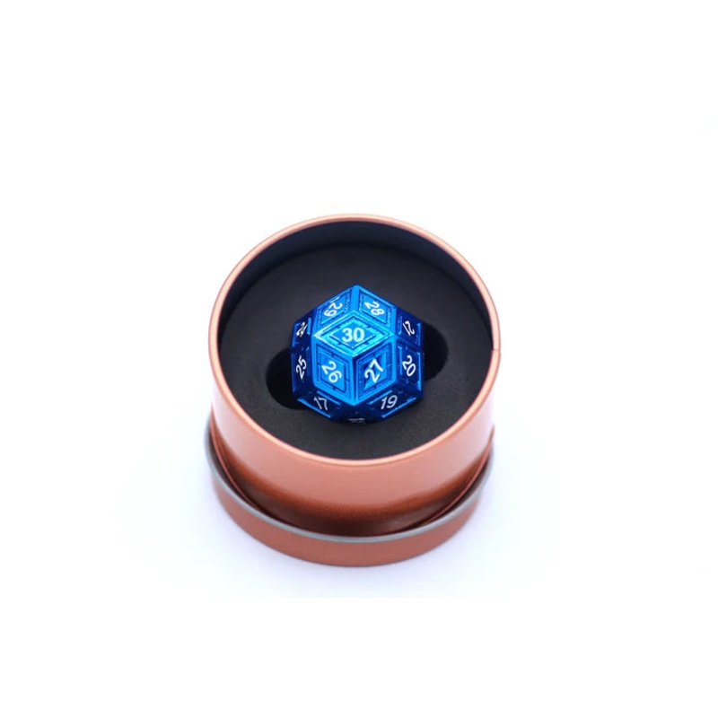 Titan's Fist Metal D30 Dice - Blue with White