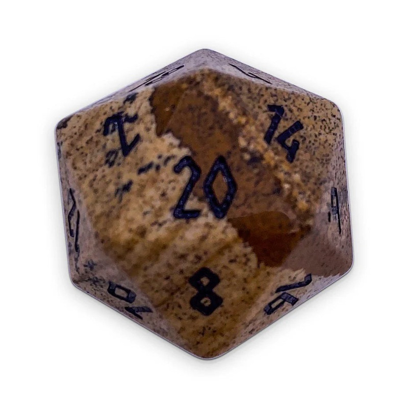 30MM Gemstone D20 Boulder: Picture Jasper