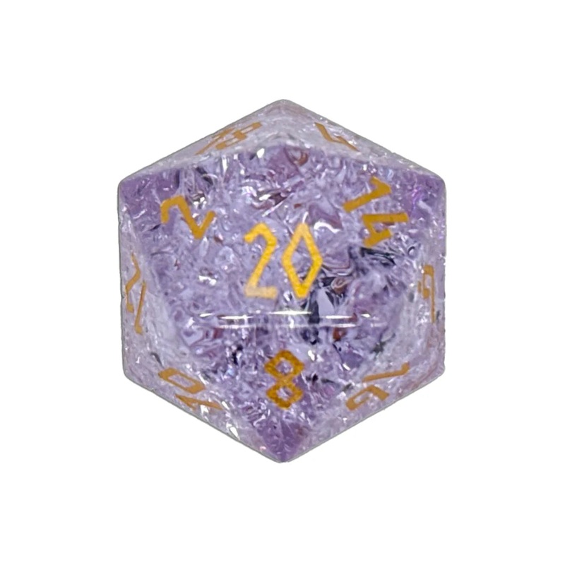 30MM Gemstone D20 Boulder: Shattered Amethyst