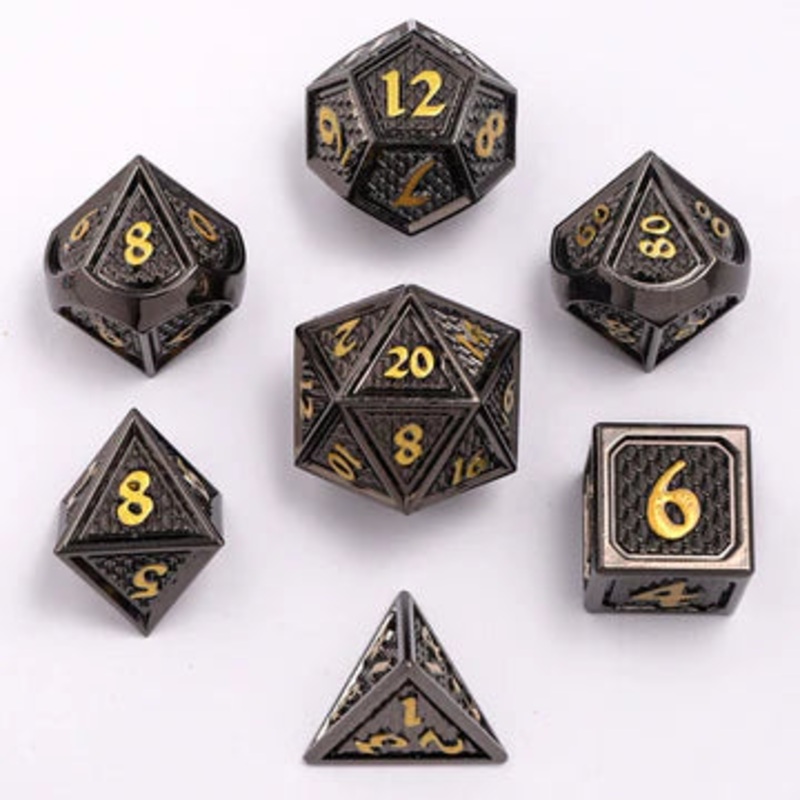 Behemoth Dice Set: Gunmetal w/Gold
