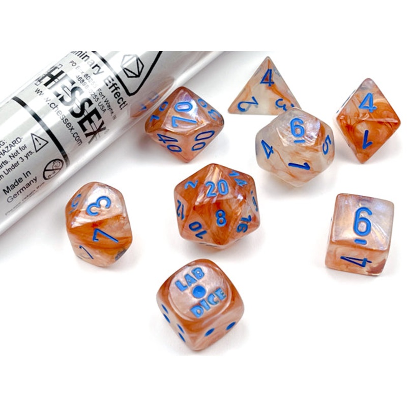Chessex: 7-Die Set Borealis - Rose Gold/Light Blue