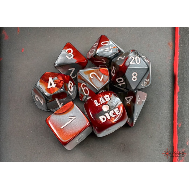 Chessex: 7-Die Set Gemini - Red Steel/White