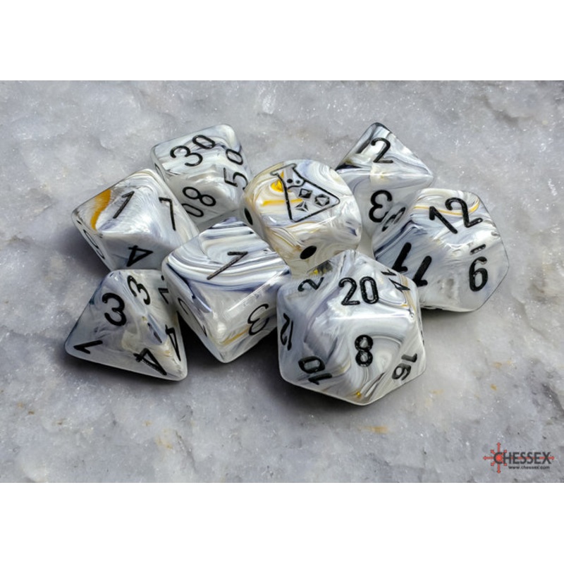 Chessex: 7-Die Set Marble - Calcite/Black