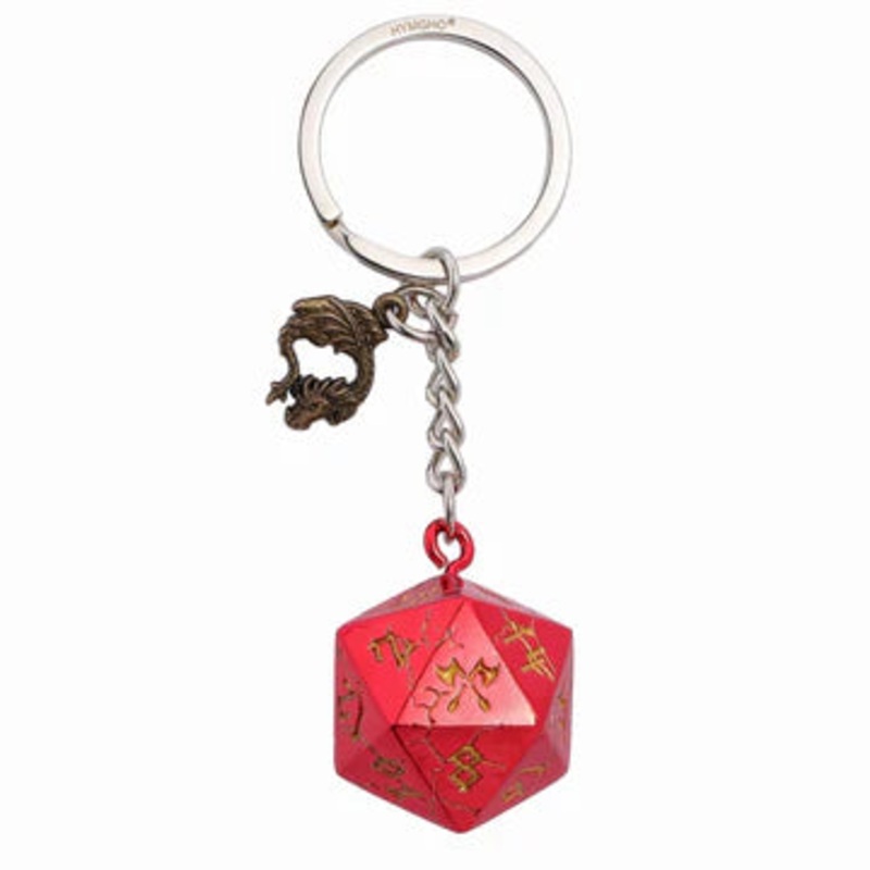 D20 Keychain: Dragon Charm - Barbarian Red