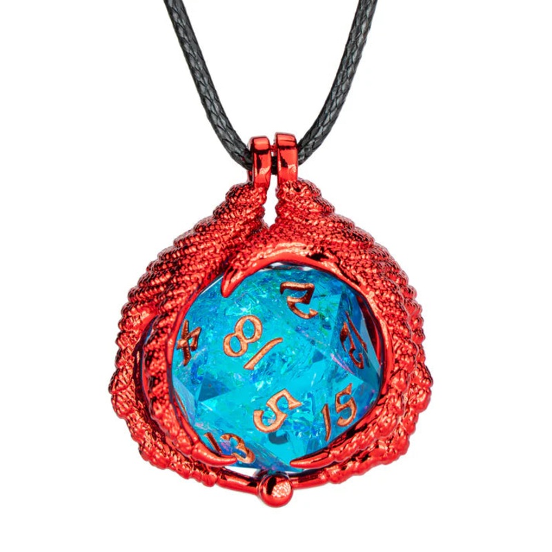 Dragon Claw Necklace with D20: Red Claw