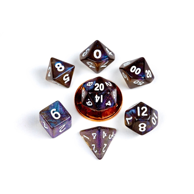 Mini Polyhedral Dice Set: Stardust Purple
