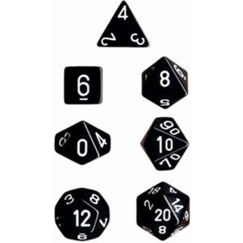 RPG Dice Set: Opaque Black/White