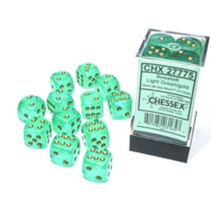 16mm D6 Brick: Borealis - Green/Gold (12)