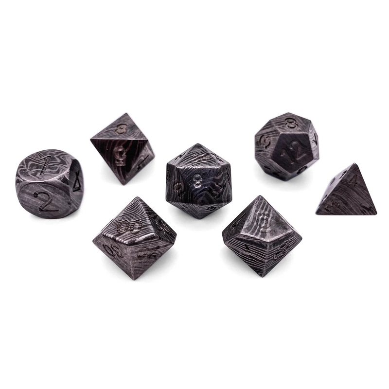Metal Dice: Damascus Steel 7 Piece Set