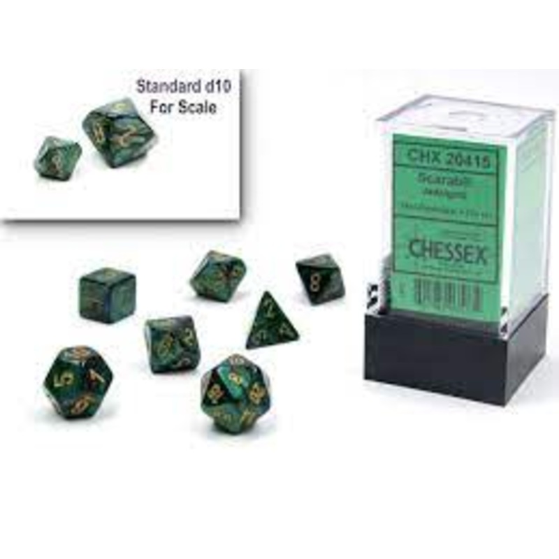 Mini RPG Dice Set: Scarab - Jade/Gold