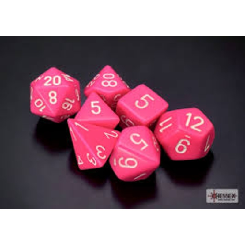 RPG Dice Set: Opaque Pink/White