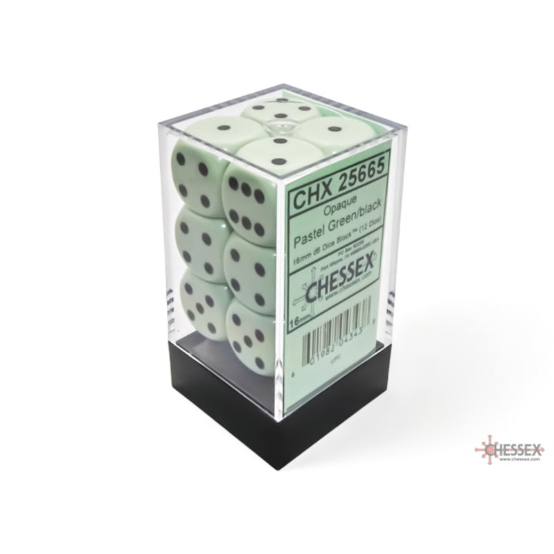 16mm D6 Brick: Opaque - Pastel Green/Black (12)