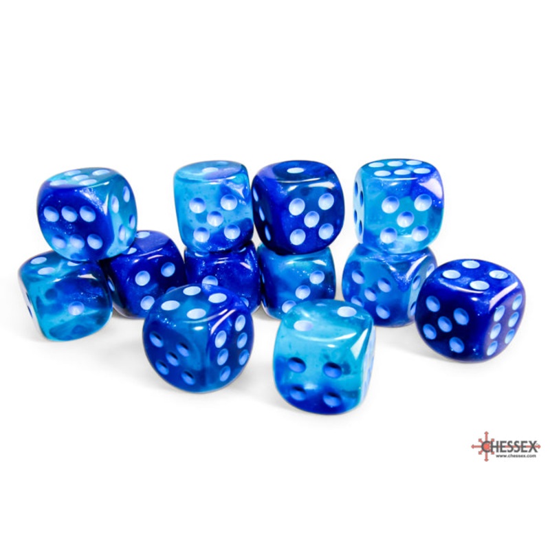 Chessex 12 Dice Set: Gemini - Blue/Light Blue Luminary