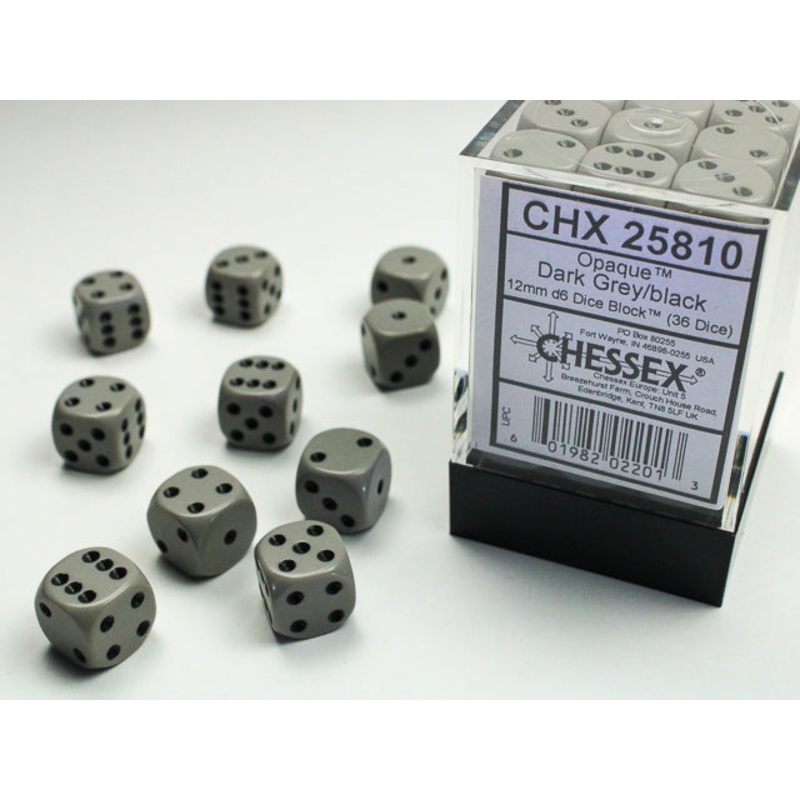 12mm D6 Brick: Opaque - Dark Grey/Black (36)