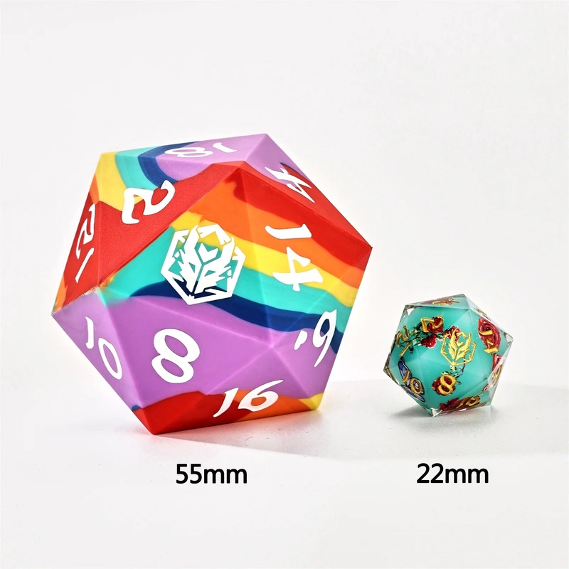 55mm Chonk Rubber D20: Rainbow Realms